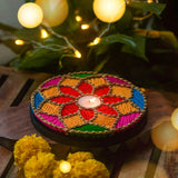 Multi Colorful String Art Tealight Holder