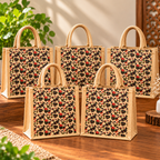 Musical Instrument Print Jute Tote Bag
