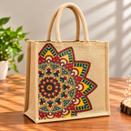 Natural Rangoli Printed Jute Bag