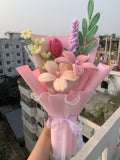 Pastel Pink Handmade Flower Bouquet with Lavender Blooms