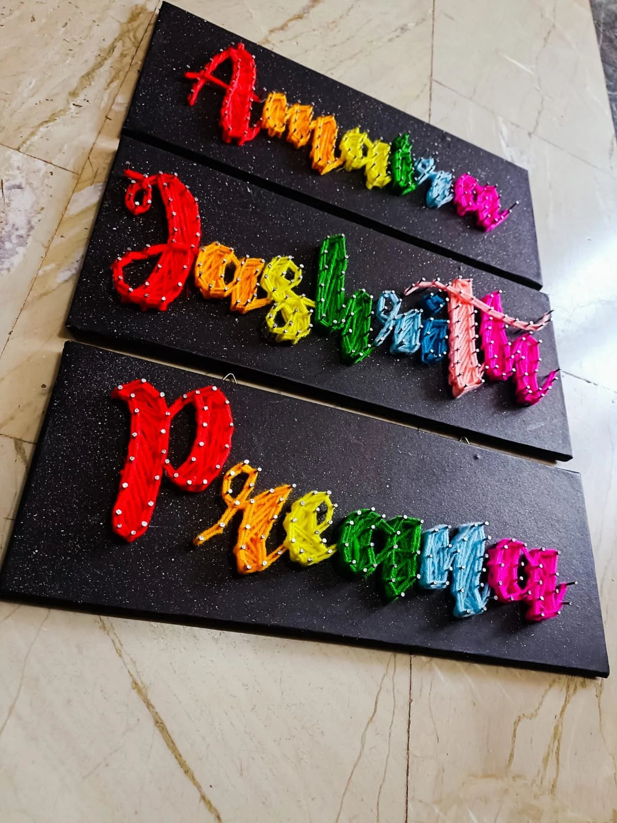 Personalized Rainbow String Art Name Boards