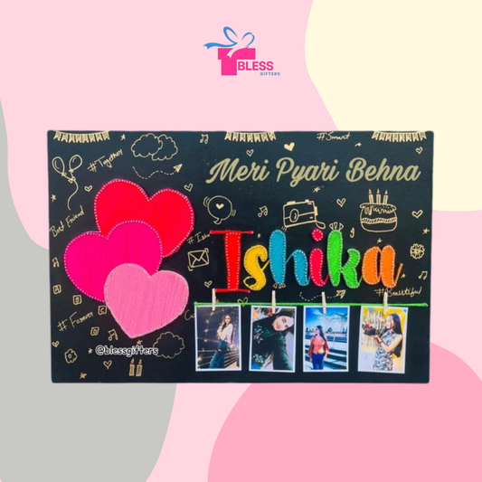 Forever Frames – Personalized Sister String Art Nameplate with Photos