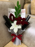 Red & White Lily Handmade Flower Bouquet