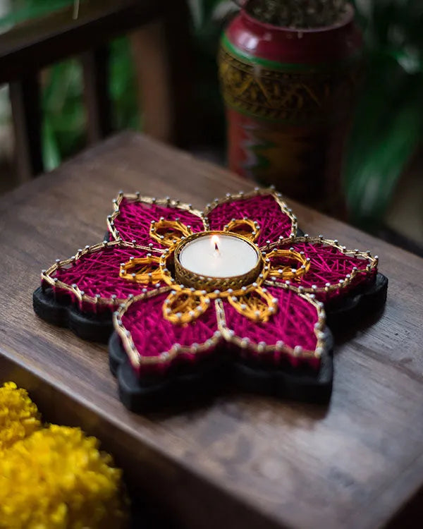 Regal Star String Art Tealight Holder For Diwali - Set of 3