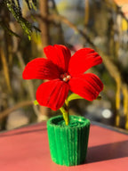 Set of 2 Handmade Flower Cups – Red & Sky Blue