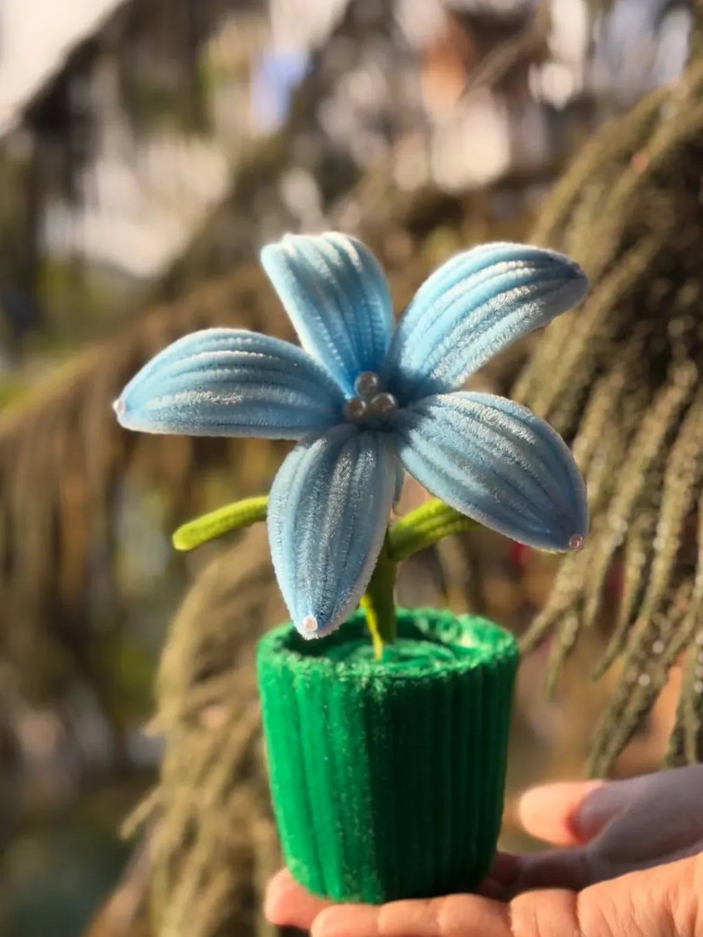 Set of 2 Handmade Flower Cups – Red & Sky Blue
