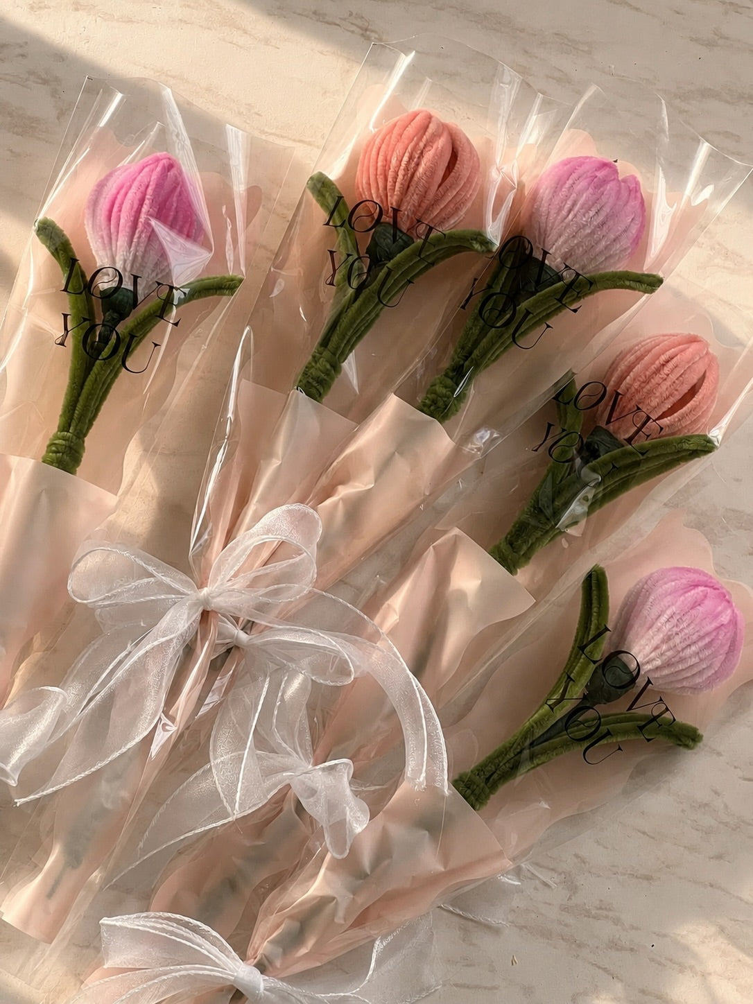 Single Pink Tulip Handmade Flower