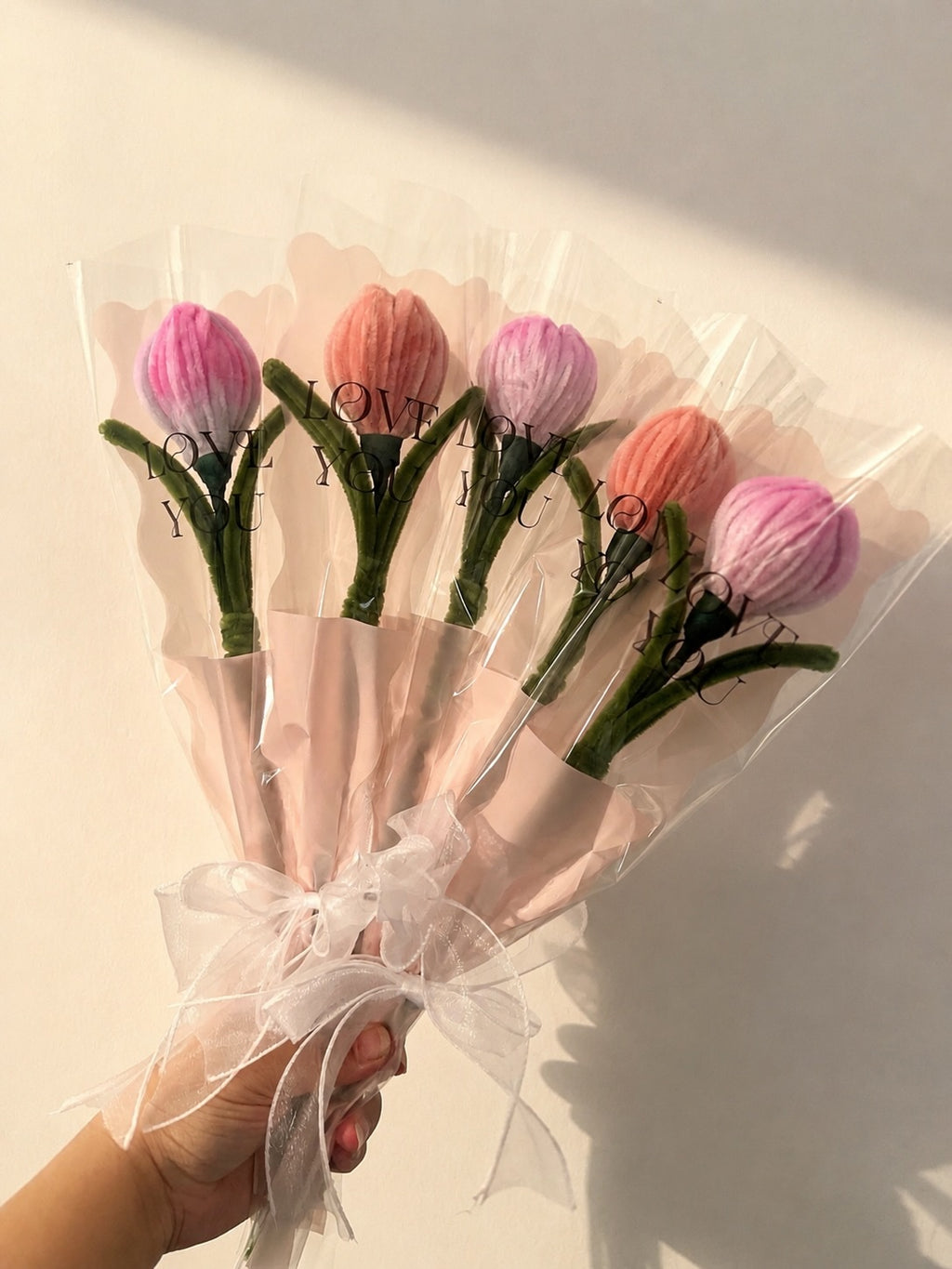 Single Pink Tulip Handmade Flower