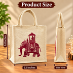 Traditional Elephant Print Jute Tote Bag