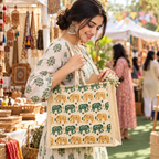 Traditional Elephant Print Tote Bag