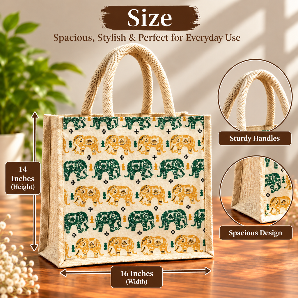Traditional Elephant Print Tote Bag