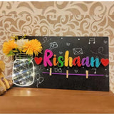 Single Name String Art Nameplate With Flower Pot