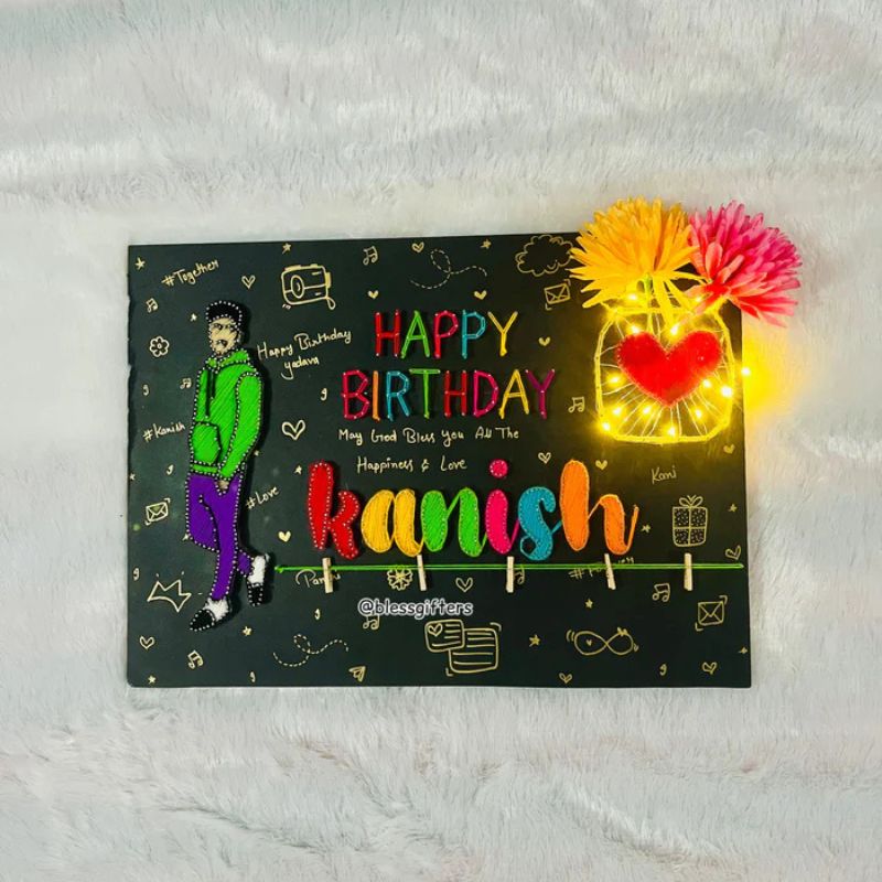 Shining Wishes – Handmade Birthday String Art Nameplate