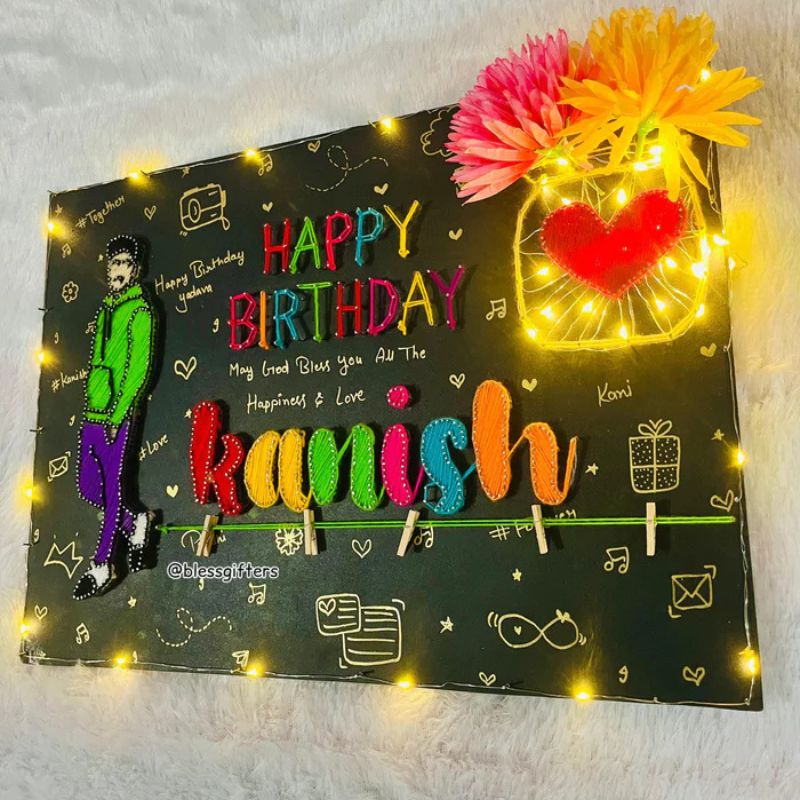Shining Wishes – Handmade Birthday String Art Nameplate