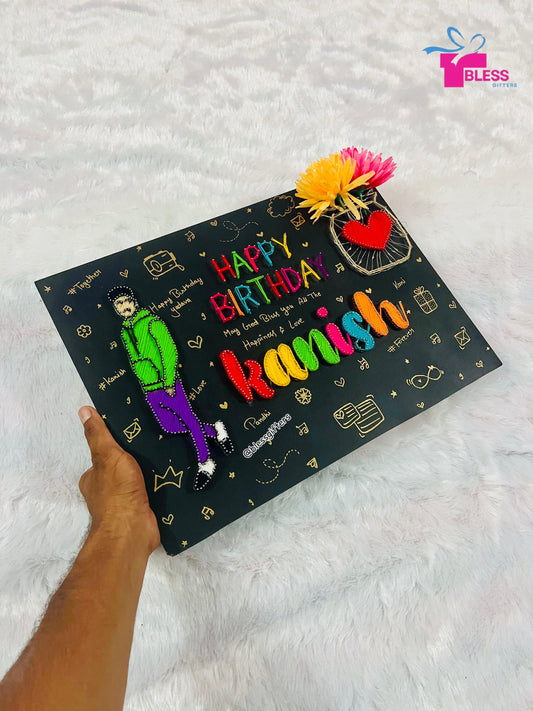Shining Wishes – Handmade Birthday String Art Nameplate