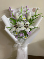 White Lily & Lavender Handmade Flower Bouquet