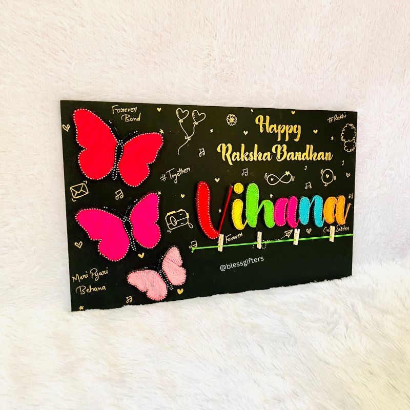 🦋 Wings of Bond – Personalized Raksha Bandhan Nameplate, Best Gift for Sister