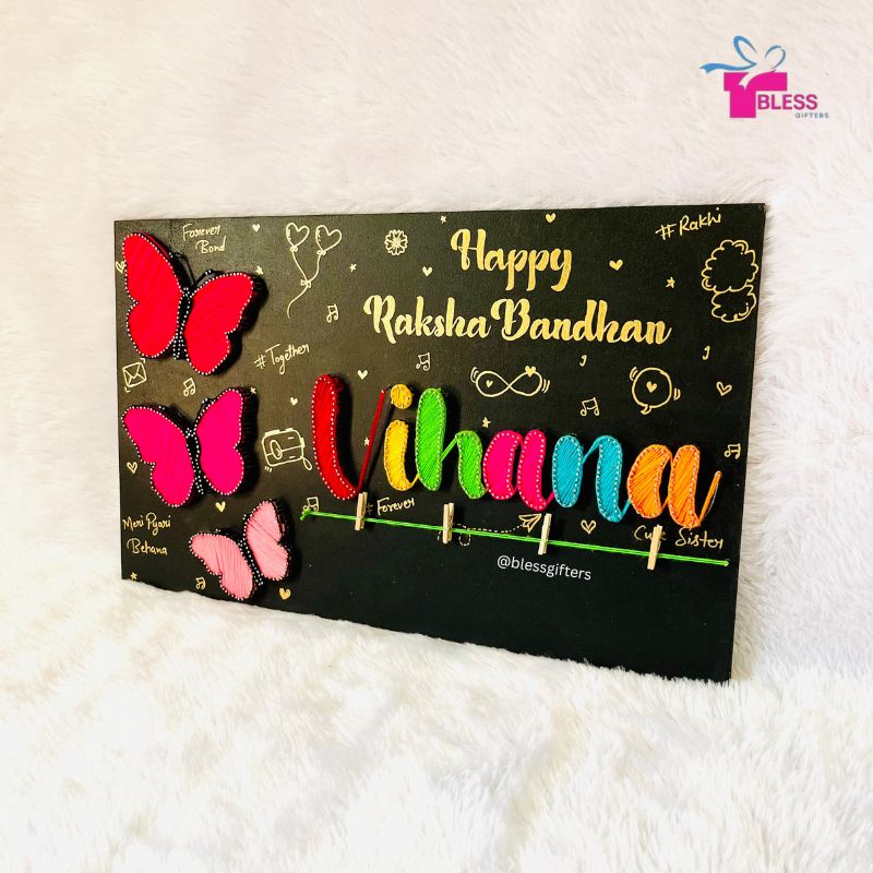🦋 Wings of Bond – Personalized Raksha Bandhan Nameplate, Best Gift for Sister