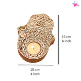 Wooden Hamsa Hand Tealight Candle Holder for Peace & Prosperity (Set of 20)