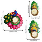 Peacock Feather Tealight Holder Set, Perfect for Diwali Decor (Set of 50)