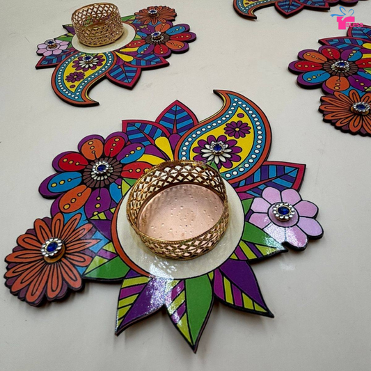 Colorful Floral Tealight Holders - Vibrant Diwali Decoration (Set of 50)