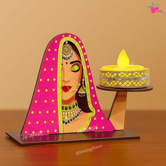 Traditional Rajasthani Lady Face Tealight Holder (Set of 25)