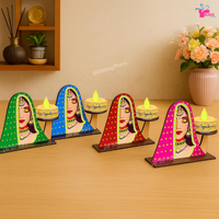 Traditional Rajasthani Lady Face Tealight Holder (Set of 25)