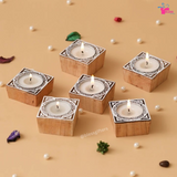 Premium Wooden Base Tealight Holders (Set of 25)