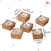 Premium Wooden Base Tealight Holders (Set of 25)