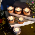Wooden Block Print Rangoli Tealight Holders for Diwali (Set of 50)