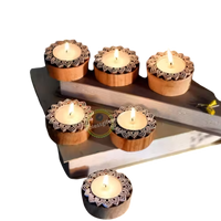 Wooden Block Print Rangoli Tealight Holders for Diwali (Set of 50)