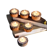 Wooden Block Print Rangoli Tealight Holders for Diwali (Set of 50)