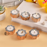 Festival Decorated Wooden Tealight For Diwali Poojan (Set of 50)
