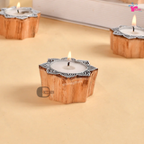 Festival Decorated Wooden Tealight For Diwali Poojan (Set of 50)