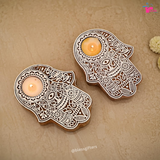 Wooden Hamsa Hand Tealight Candle Holder for Peace & Prosperity (Set of 20)