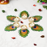 Peacock Feather Tealight Holder Set, Perfect for Diwali Decor (Set of 50)