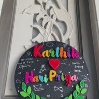 Nameplate With Leafy Embrace: String Art for Two Names