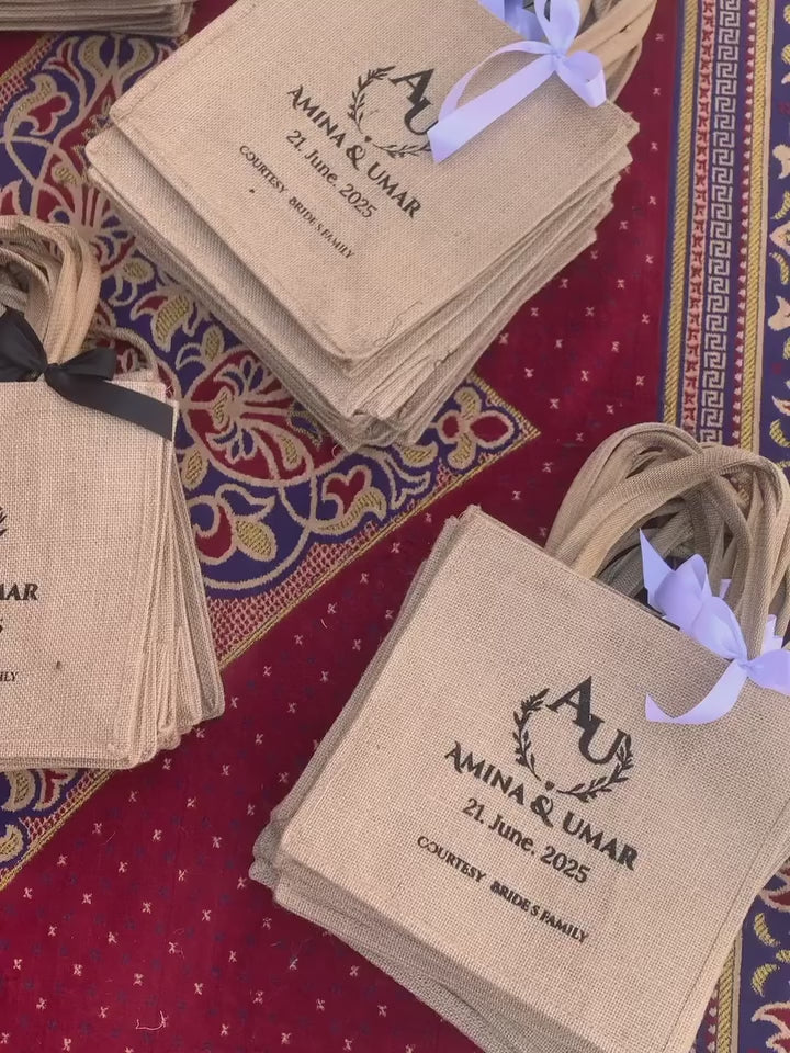 Customized Jute Bag with Logo Printing | Promotional Gift Bag | Set of 25 Pieces