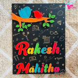 Customize handmade string art nameplate with bird