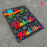 Customize handmade string art nameplate with bird