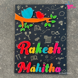 Customize handmade string art nameplate with bird